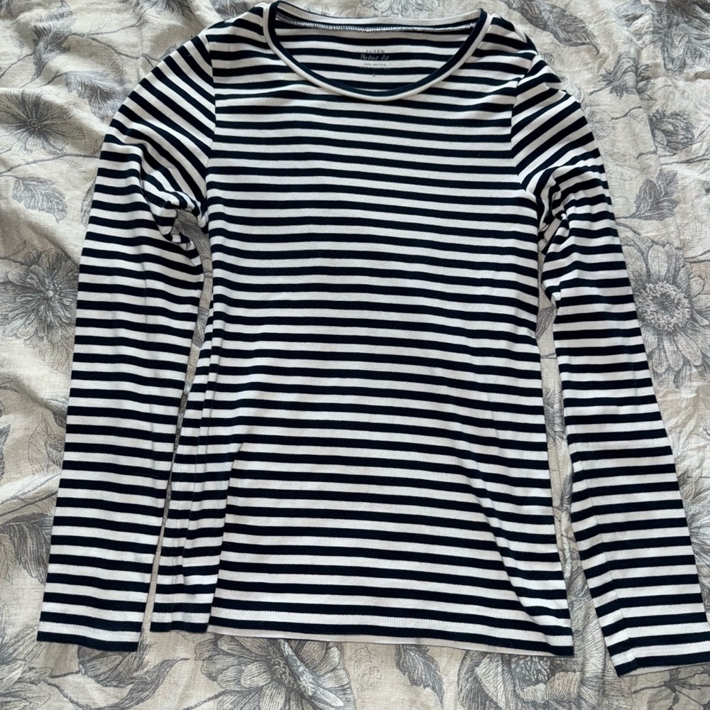 J. Crew Navy Striped Cotton Tee